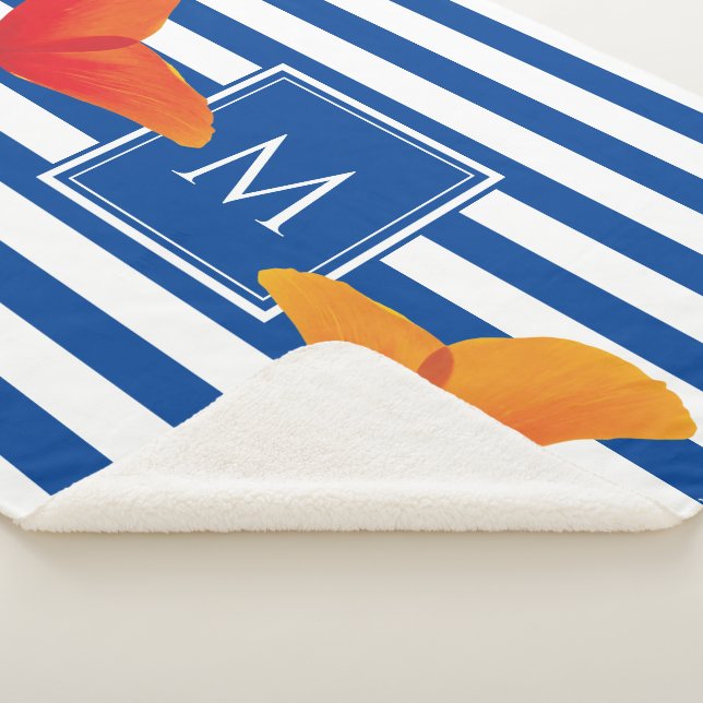 Couverture Sherpa Monogramme à rayures bleu chic (3/4)