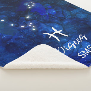 Couverture Sherpa Monogramme bleu de galaxie de constellation de