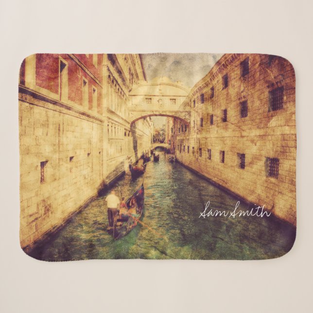 Couverture Sherpa Monogramme. Canal à Venise en Italie. Europe. (Devant (Horizontal))