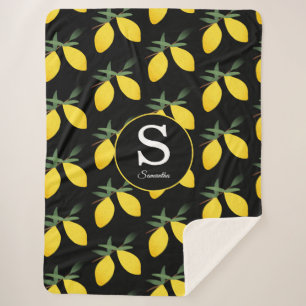 Couverture Sherpa Monogramme citron