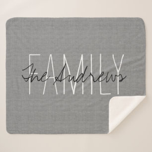 Couverture Sherpa Monogramme de la famille de gris rustique