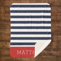 Monogramme de la marine et des bandes rouges | Cou