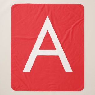 Couverture Sherpa Monogramme de lettre initiale rouge blanc simple m