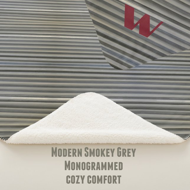 Couverture Sherpa Monogramme diagonale monochromatique gris lisse (Créateur téléchargé)