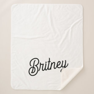 Couverture Sherpa Monogramme et nom personnalisés en noir moderne