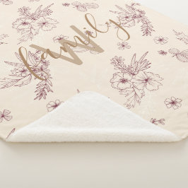 Couverture Sherpa monogramme floral de pochoir de crème moderne