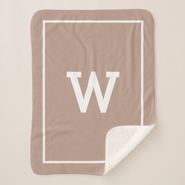 Couverture Sherpa Monogramme initial de tons beiges simples (Devant)