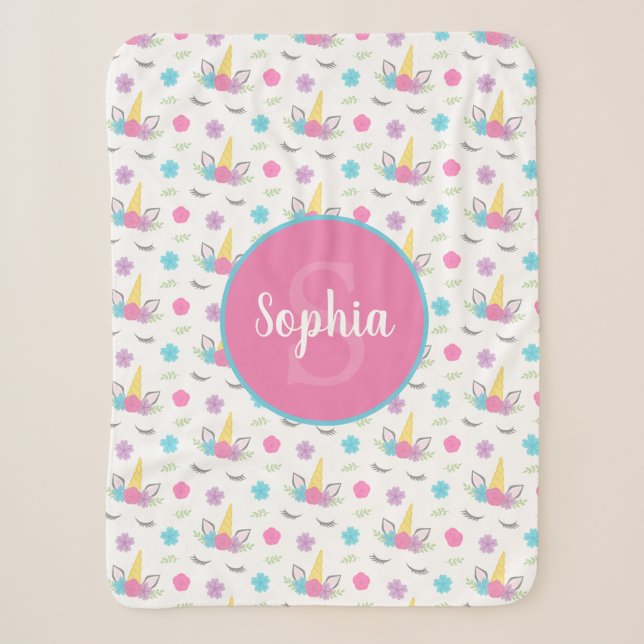 Couverture Sherpa Monogramme personnalisé par visage floral de (Devant)