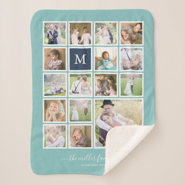 Couverture Sherpa Monogramme photo couleur Arrière - plan modifiable (Devant)