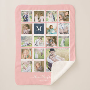 Couverture Sherpa Monogramme photo en couleur Arrière - plan modifi