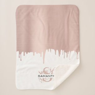 Couverture Sherpa Monogramme Rose tendance Pink Gold