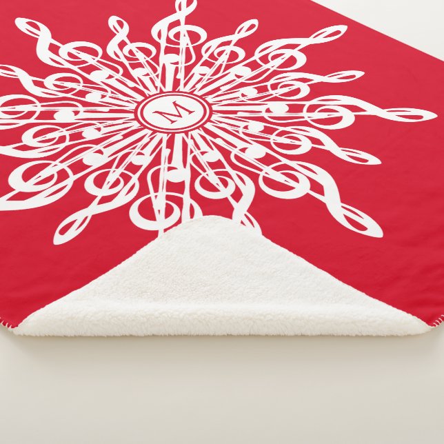 Couverture Sherpa Monogramme rouge de Noël G-Clef Snowflake (3/4)