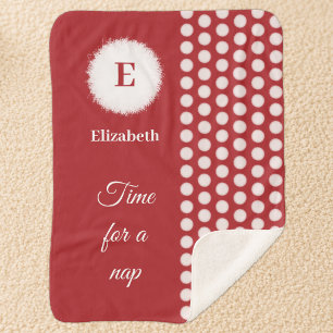 Couverture Sherpa Monogramme rouge et blanc, c'est l'heure de la sie