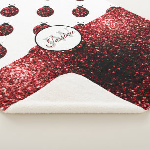 Couverture Sherpa Monogramme rouge foncé coccinelle faux parties sci