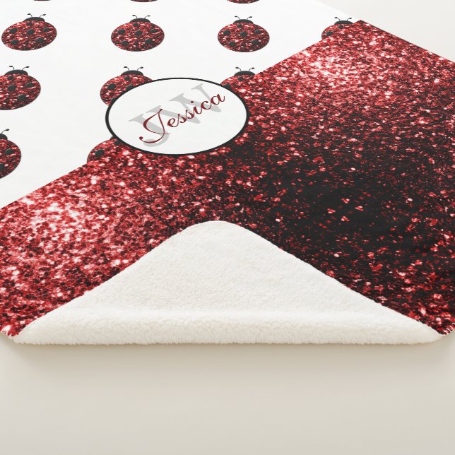 Couverture Sherpa Monogramme rouge foncé coccinelle faux parties sci (3/4)