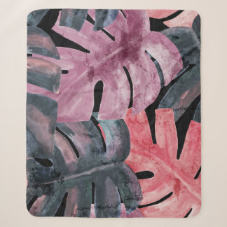 Couverture Sherpa Monstère monochrome : Aquarelle Motif tropical.