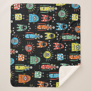 Couverture Sherpa Monstres Aliens : Mignonne Vintage sans couture