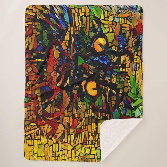 Couverture Sherpa Mosaïque colorée Chat Art Prin (Devant)