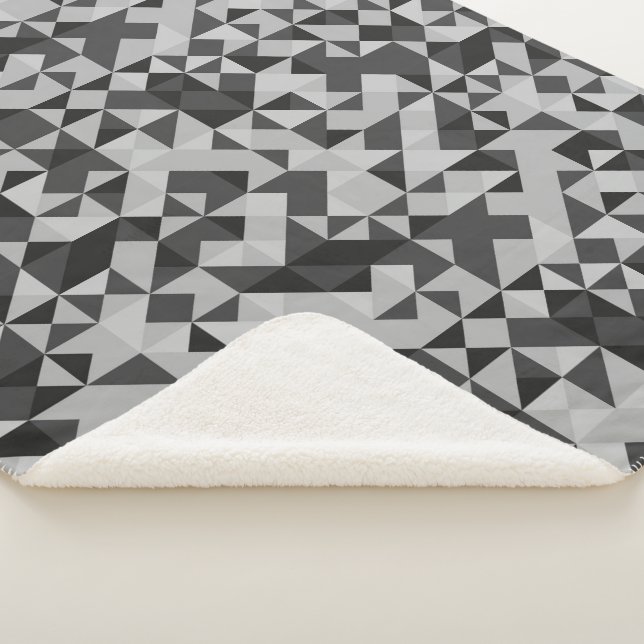 Couverture Sherpa Mosaïque géométrique Abstraite noire et grise Mode (3/4)