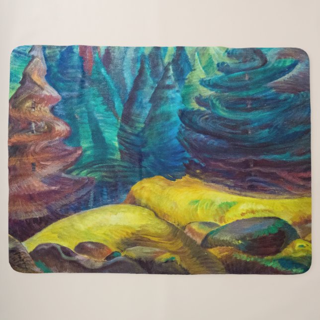 Couverture Sherpa Moss jaune | Emily Carr | (Devant (Horizontal))