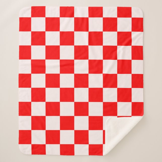 Couverture Sherpa Motif À damiers rouge et blanc (Devant)