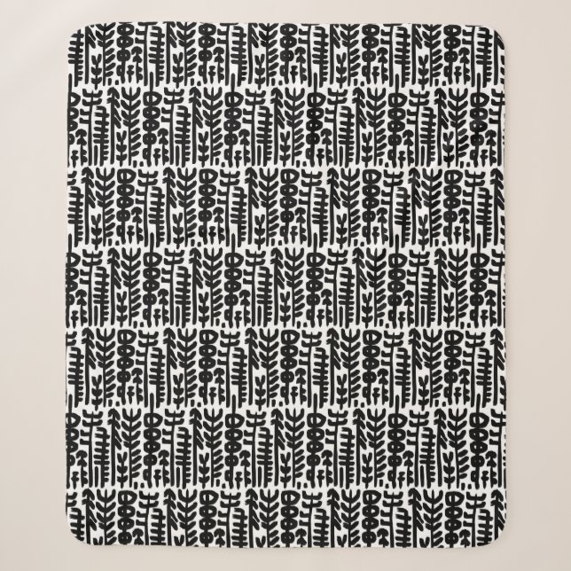 Couverture Sherpa Motif à l'encre noire d'arbre de course (Devant)