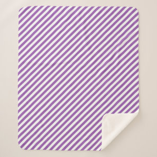 Couverture Sherpa Motif à rayures violettes et blanches diagonales