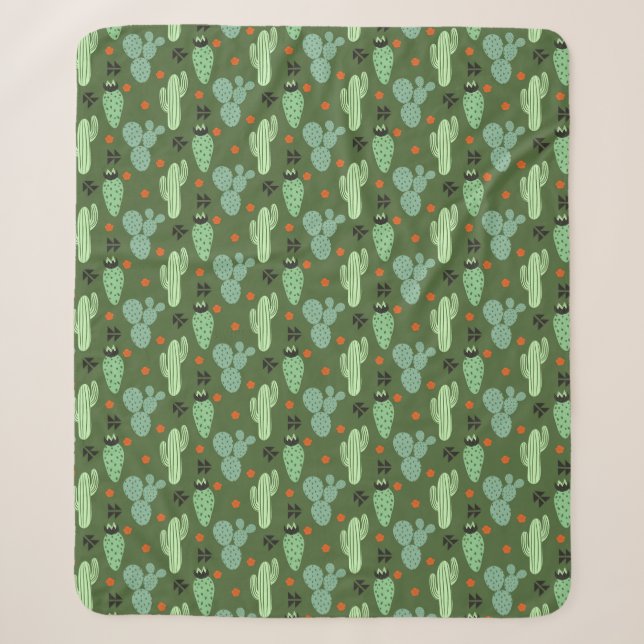 Couverture Sherpa Motif abstrait de désert de cactus de hippie (Devant)