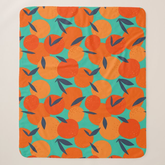 Couverture Sherpa Motif Abstrait de fruits orange (Devant)