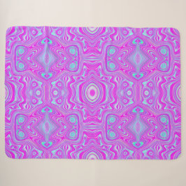Couverture Sherpa Motif Abstrait Trippy Hot Pink et Aqua Blue