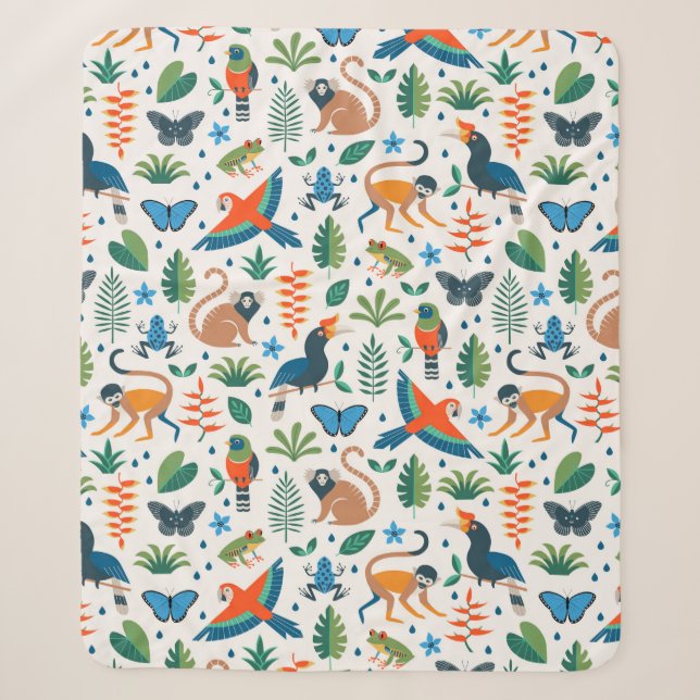 Couverture Sherpa Motif animal de la forêt tropicale (Devant)