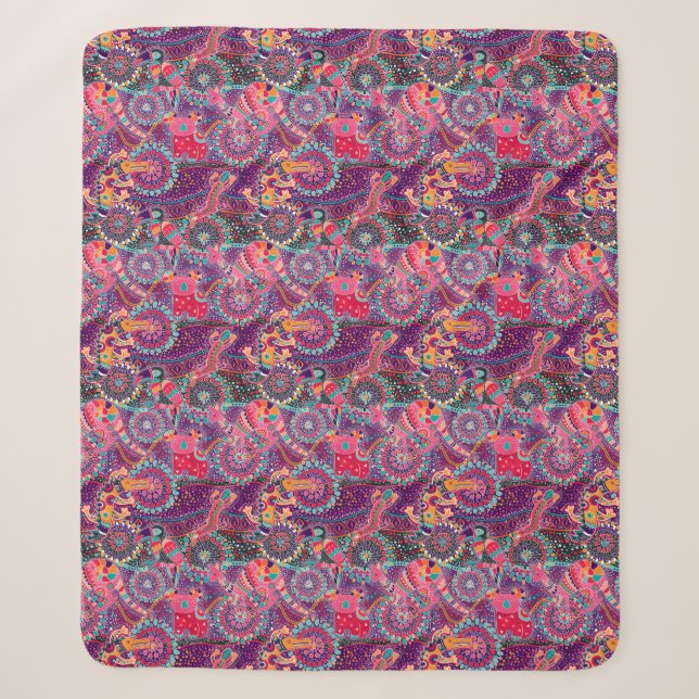 Couverture Sherpa Motif animal de style ethnique (Devant)