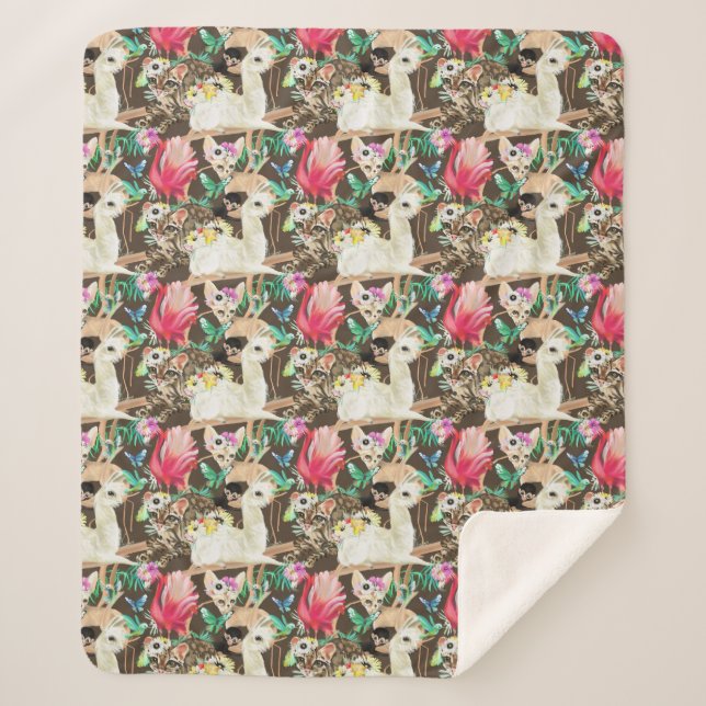 Couverture Sherpa Motif animal tropical (Devant)
