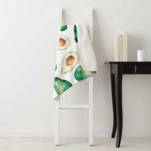 Couverture Sherpa Motif Aquarelle Avocado