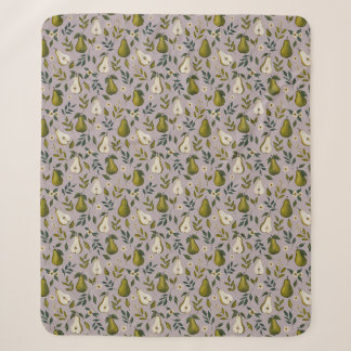 Couverture Sherpa Motif aquarelle de poire verte sur lilas poussiére
