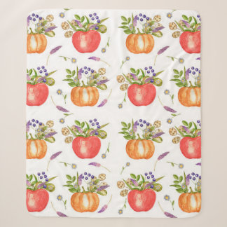 Couverture Sherpa Motif aquarelle des compositions automnales
