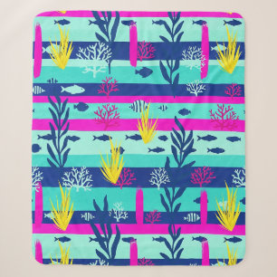 Couverture Sherpa Motif aquarelle nautique rétro (5)