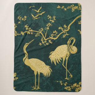 Couverture Sherpa Motif artistique de grues élégantes   Oiseaux grue