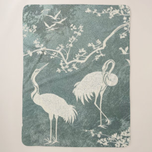 Couverture Sherpa Motif artistique de grues élégantes   Oiseaux grue