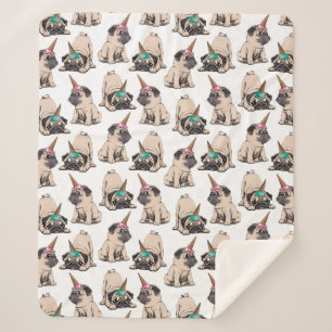 Couverture Sherpa Motif aspirant de licorne des carlins de chiot