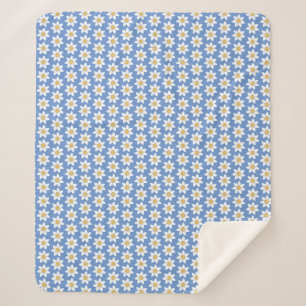 Couverture Sherpa Motif blanc de marguerite sur bleu