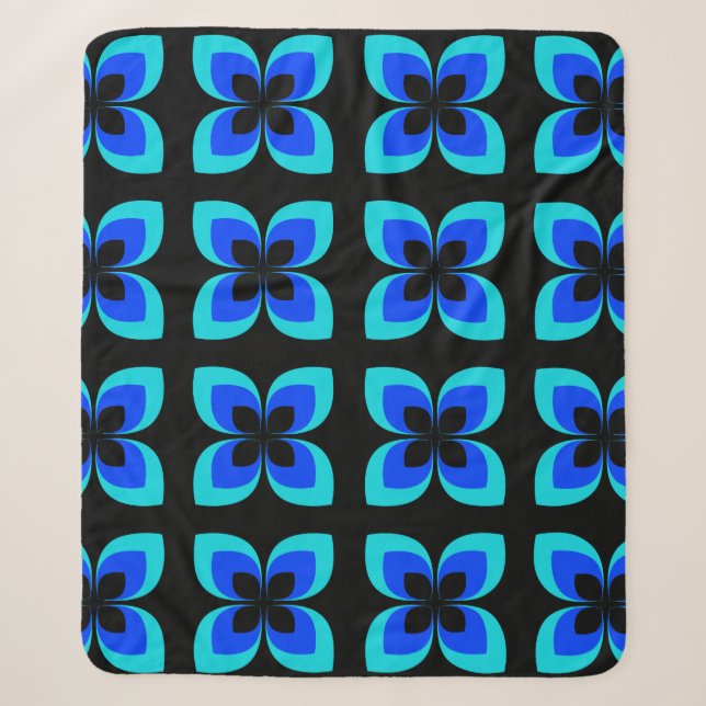 Couverture Sherpa Motif Bleu Bleu Bleu Bleu Deux Lumineux (Devant)