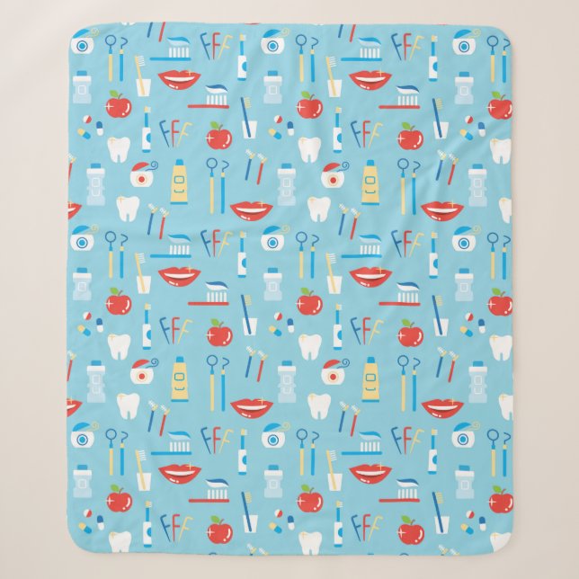 Couverture Sherpa Motif bleu dentaire (Devant)