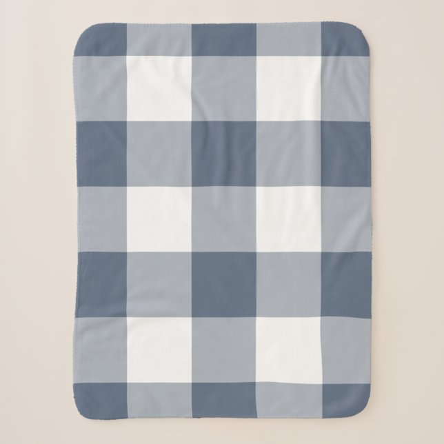 Couverture Sherpa Motif bleu foncé En vichy (Devant)