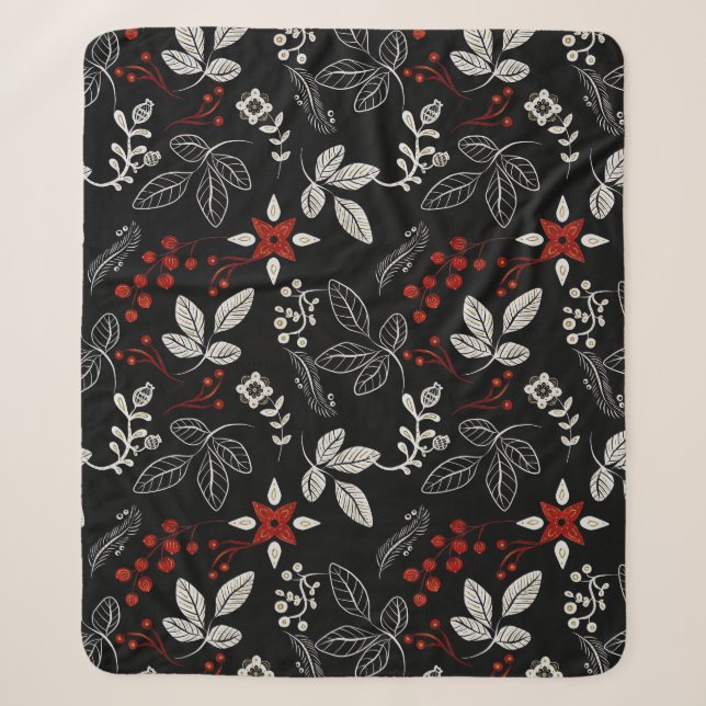 Couverture Sherpa Motif botanique élégant (Devant)