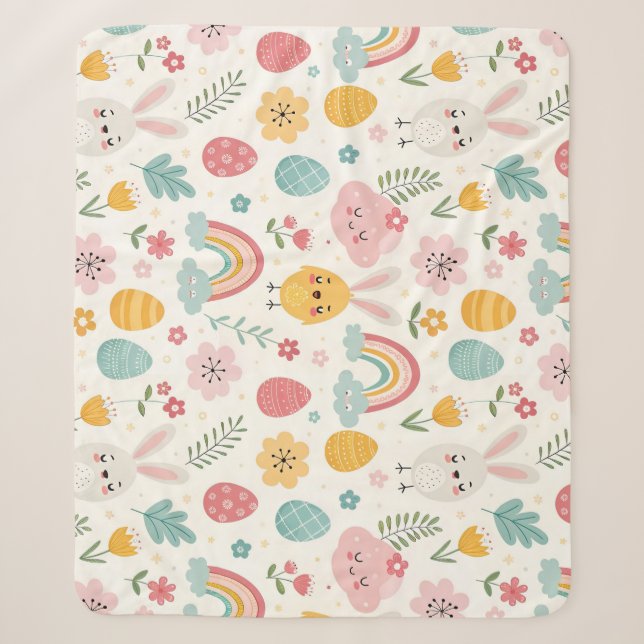 Couverture Sherpa Motif Bunny de Pâques (Devant)