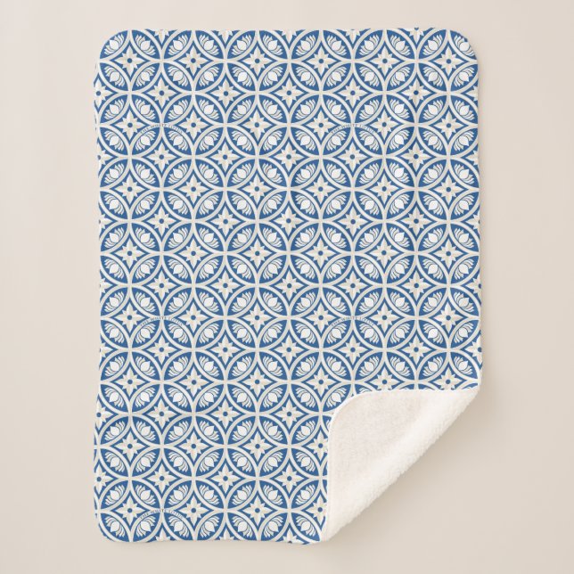 Couverture Sherpa Motif Carrelage Lotus Côtier - Le Lotus Blanc (Devant)