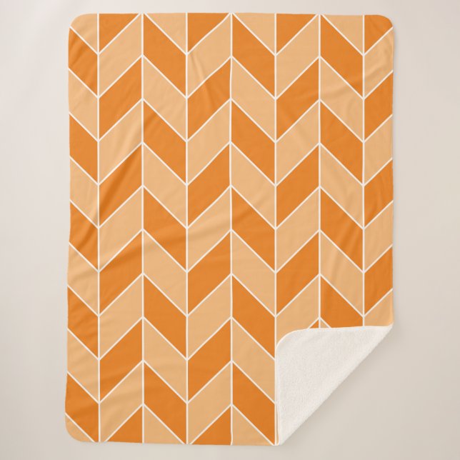 Couverture Sherpa Motif Chevron de Pêche Orange Moderne (Devant)