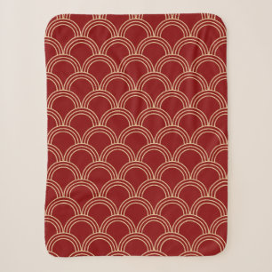 Couverture Sherpa Motif chinois traditionnel rouge et or