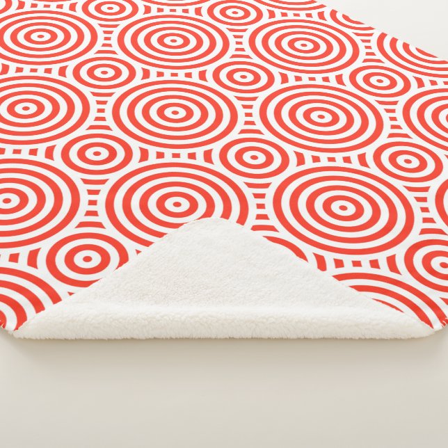 Couverture Sherpa Motif circulaire imbriqué orange et blanc (3/4)